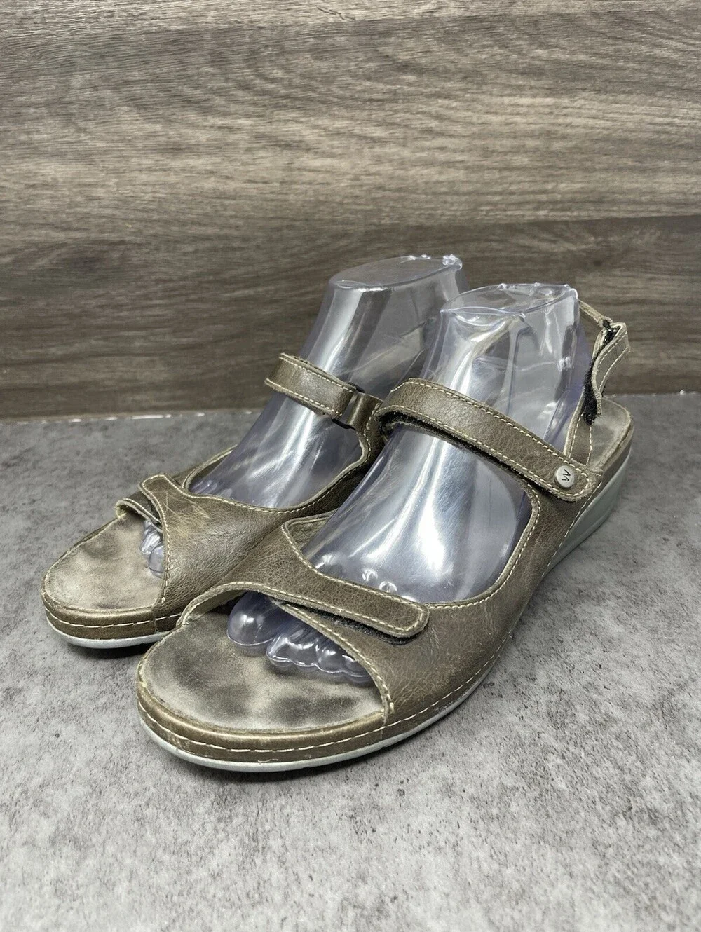 Wolky Tsunami Wedge Sandals Womens Size 12 (43) Inox Leather Strap
